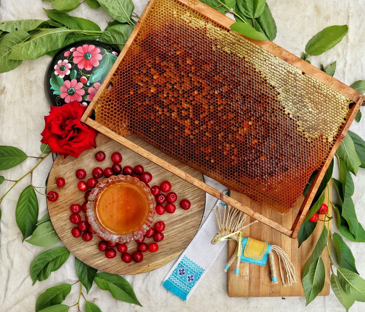 Honey and cherries