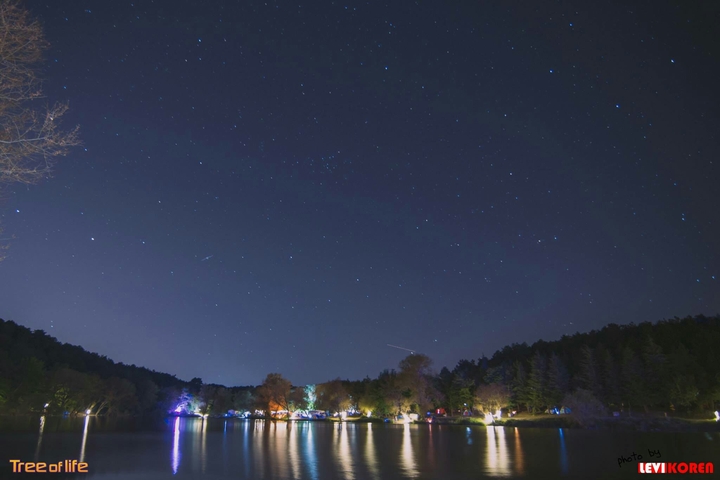 Beautiful Starry night above the festival grounds