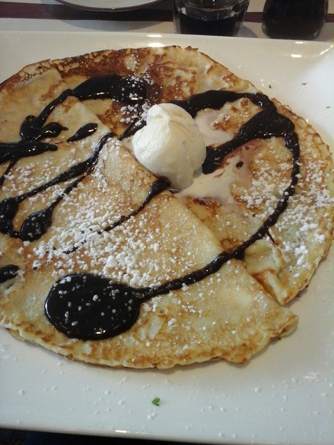 pancake with ice cream and chocolate