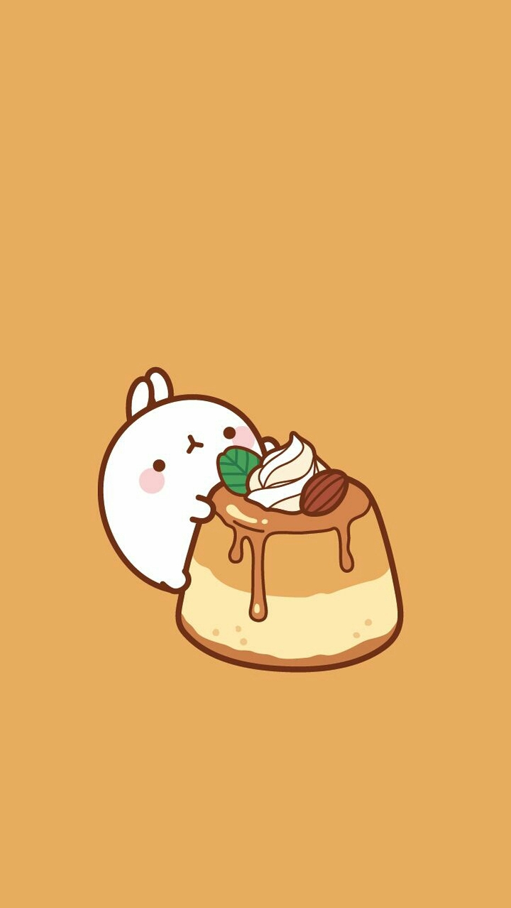 cute rabbit with pudding
