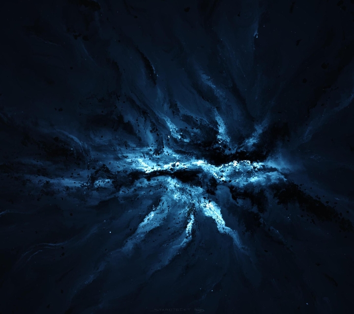 The blue light in darkness