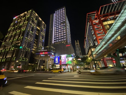 At night