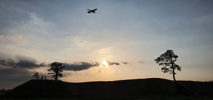 Sunset and airplane
