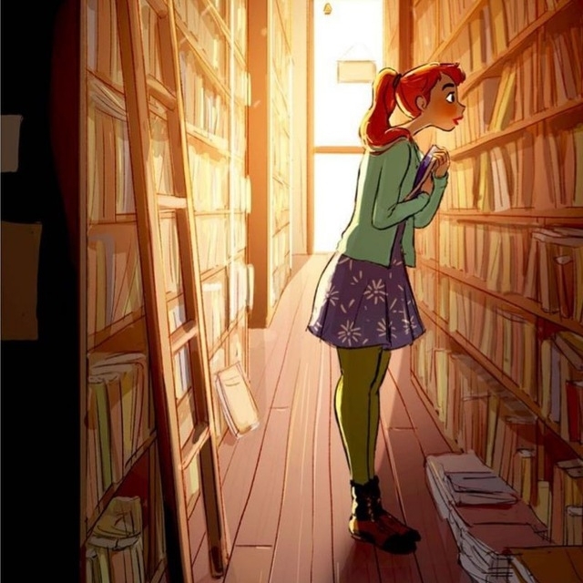 girl  ..... library