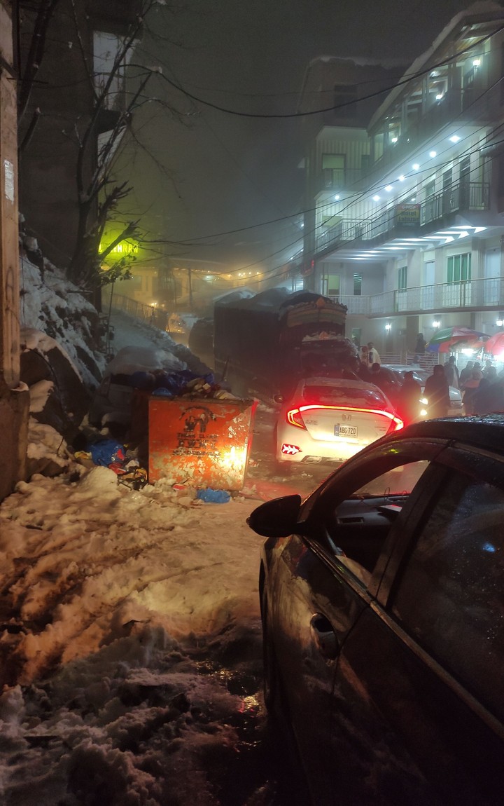 Snowy Road at Night