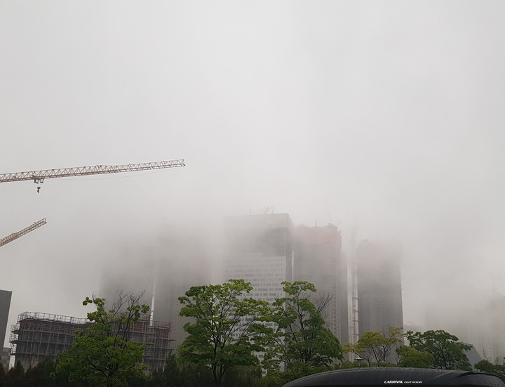city in mist