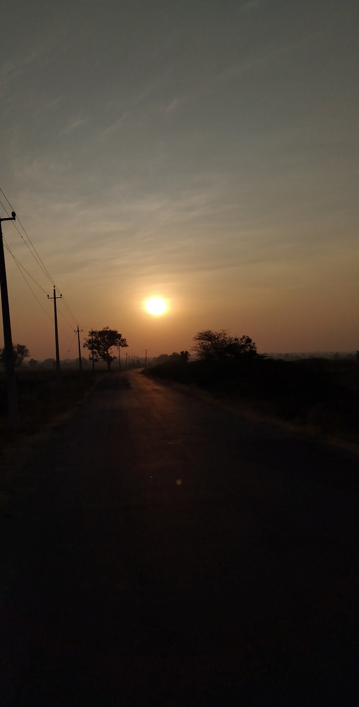 Morning sun shines on the road....