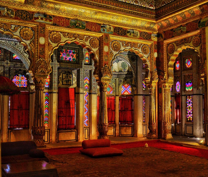 Opulent interiors of Phool Mahal, Mehrangarh, Jodhpur