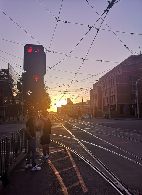 Sunset of city