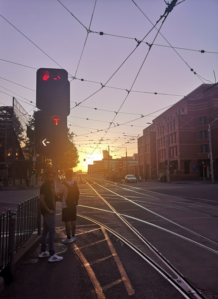 Sunset of city