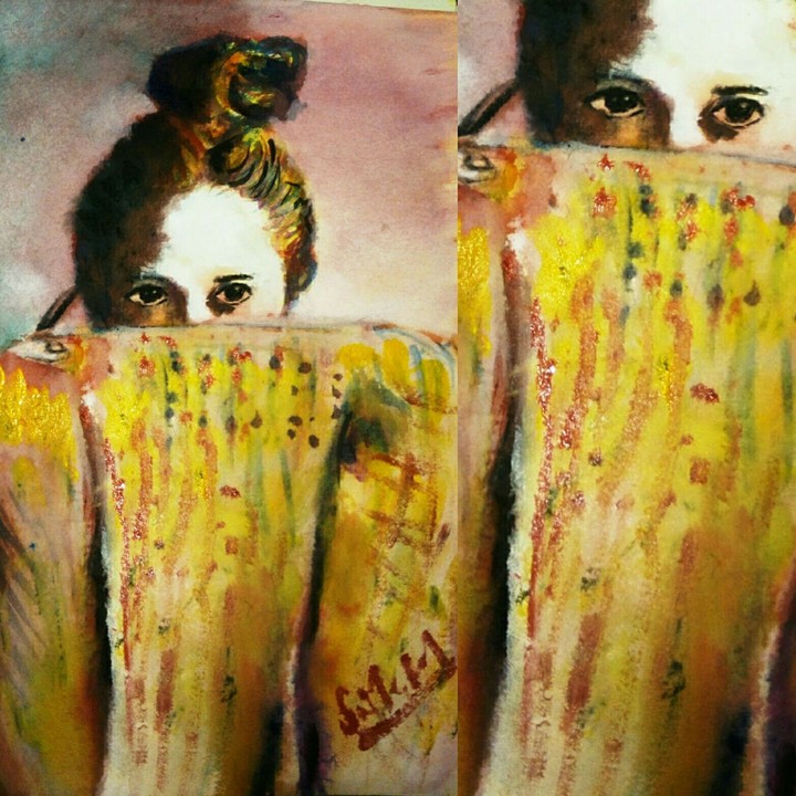 shy girl painting
