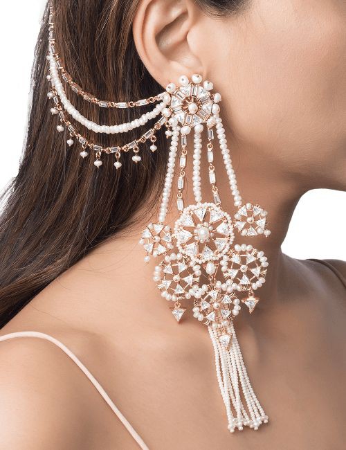 Indian Pearl Diamond Earrings
