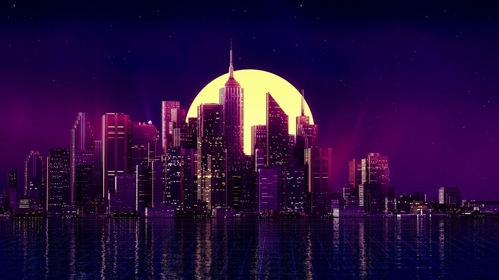 Neon Retro Cityscape