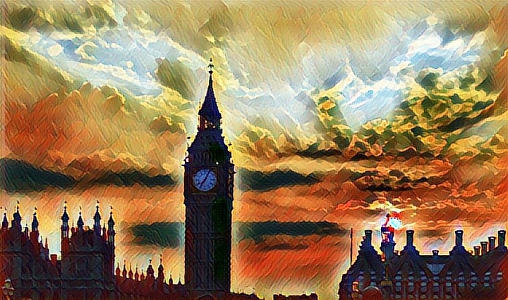 Beautiful Sunset over Big Ben Westminister Palace