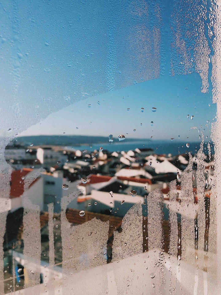 through the window