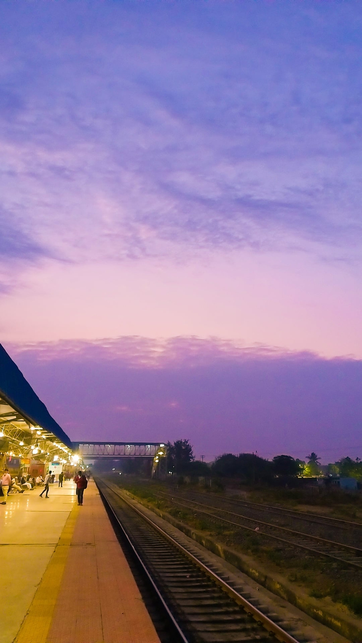 a morning on a Train station