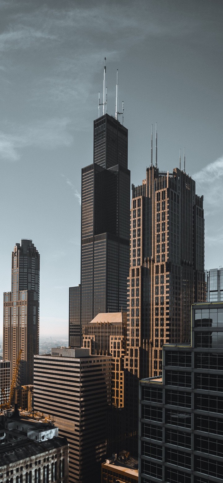 abstract minimalistic building towers sunset