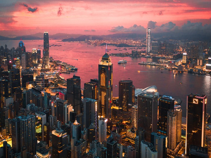 sunset in the city