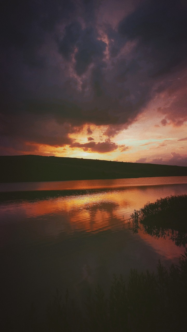 sunset over lake