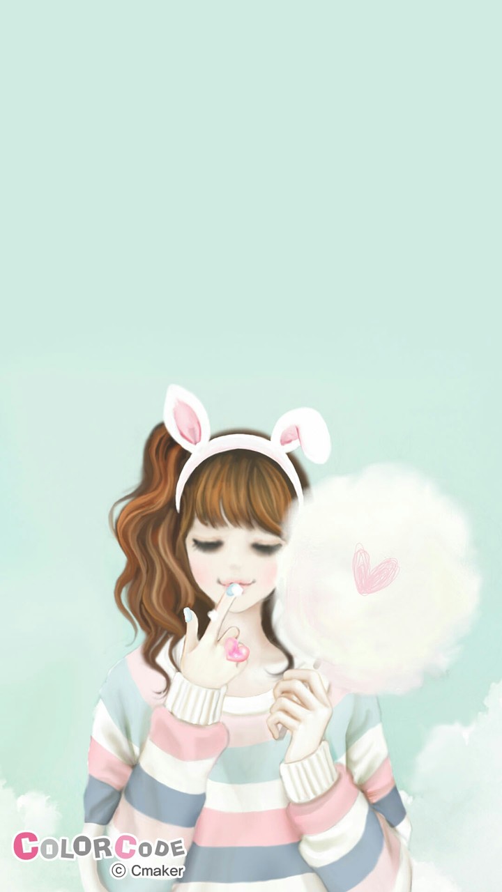 솜사탕 먹는 소녀