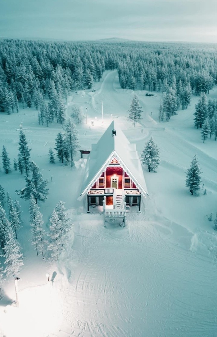 Scandinavian home deep in winter snow