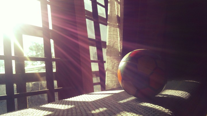 through the window