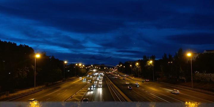Night over a bridge