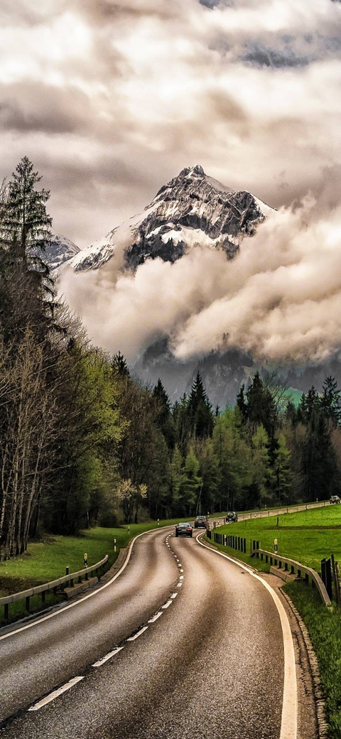 nature green road mountains landscape