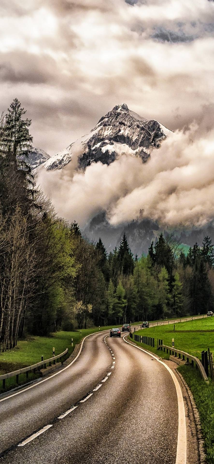 nature green road mountains landscape