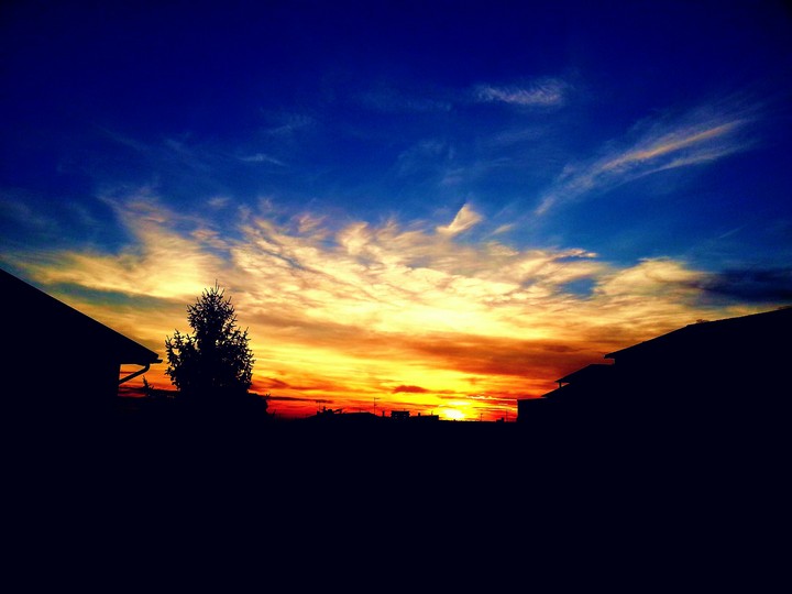 sunset with bluesky