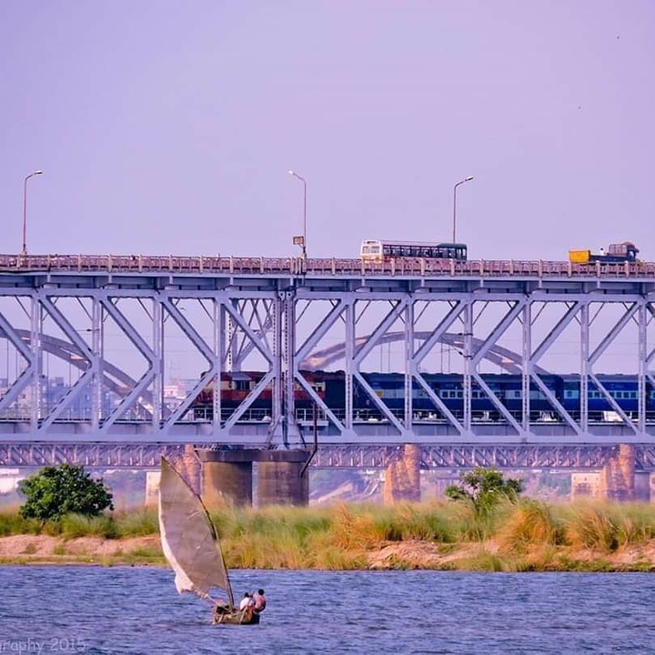 Bridge on mighty Godavari River Rajahmundry India