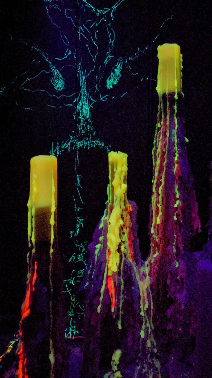 My candle and drawing in blacklight