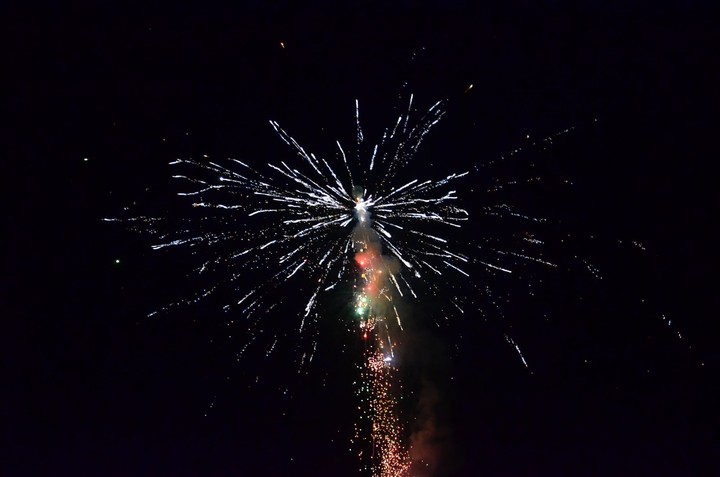 Fireworks with air balloon