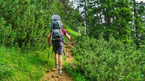 Man hiking in the Alps