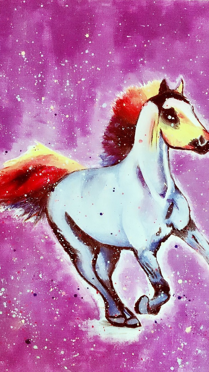 oil paint purple horse