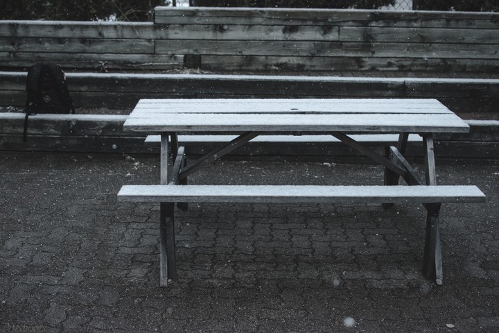 Desk and snow
