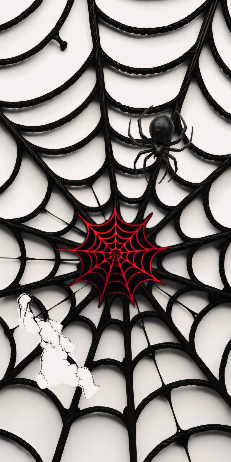SPIDER WEB WITH A RED CENTER