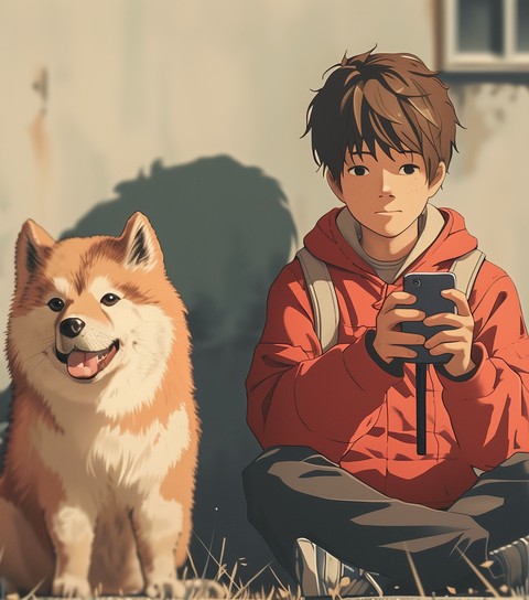 Boy with dog
