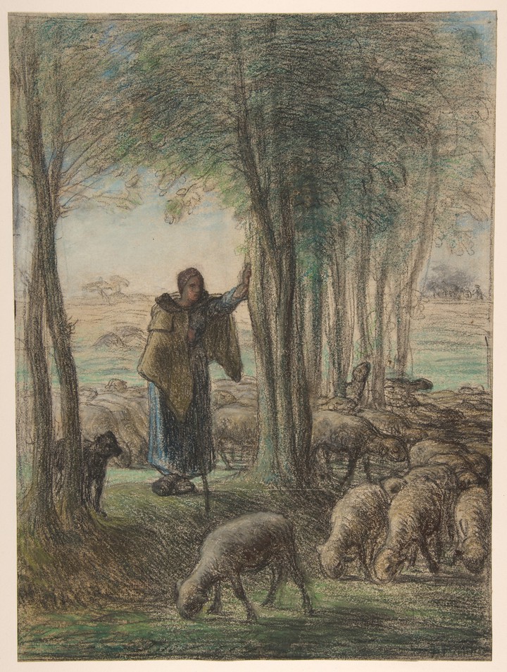 Shepherdess With Her Flock