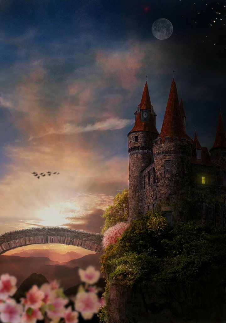 sunset and castle