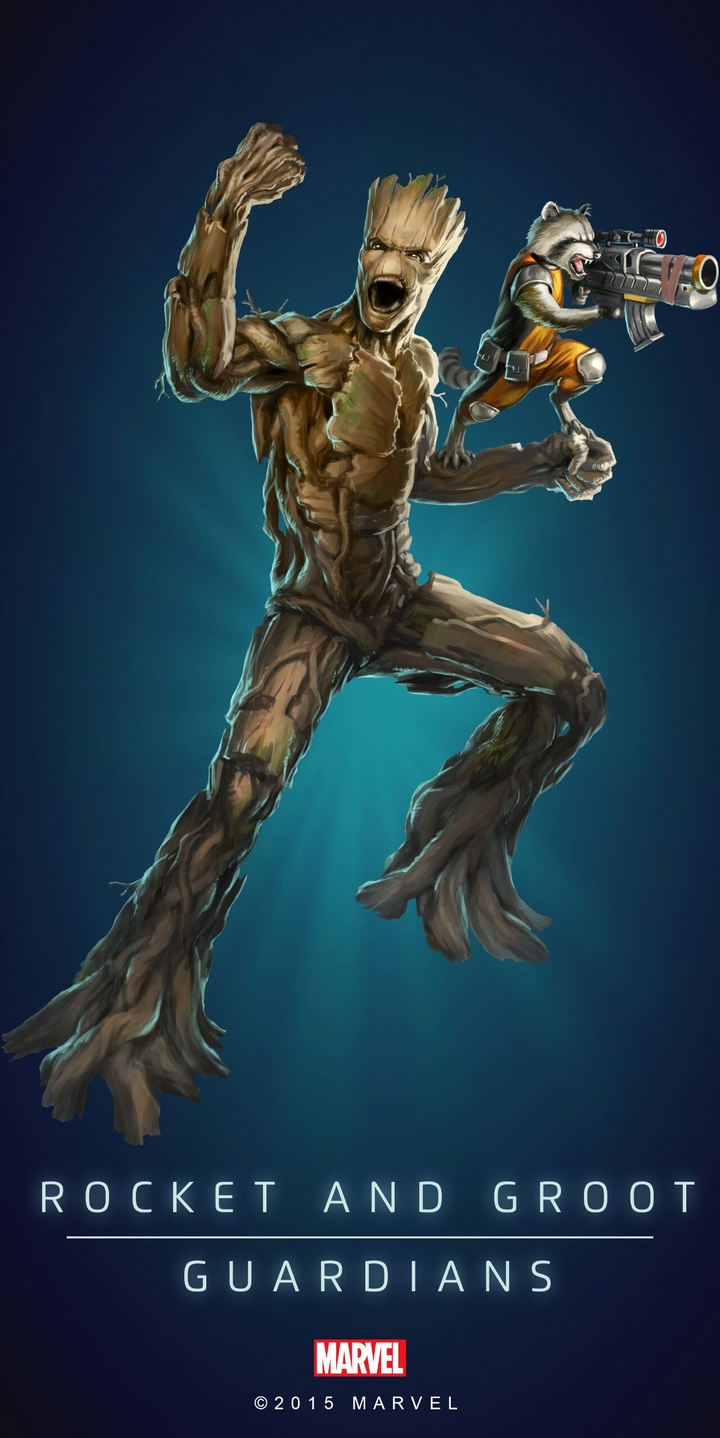 Rocket Racoon And Grown Groot Official Poster