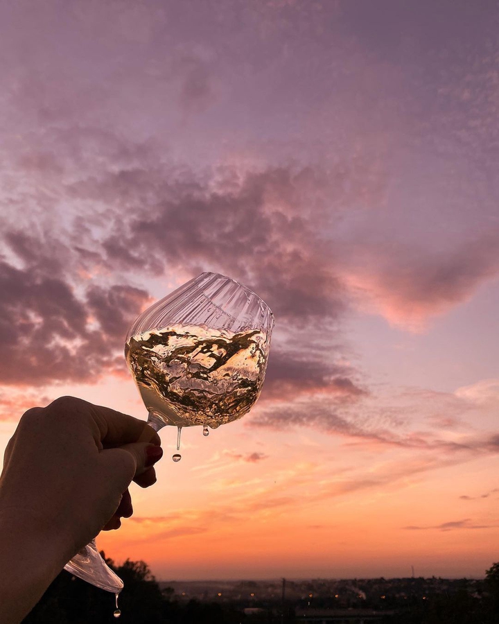 A glass at sunset
