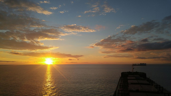 ship sunset