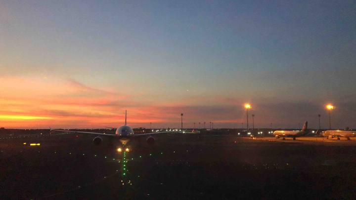 plane sunset airport