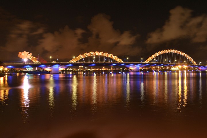 Dragon bridge with lights