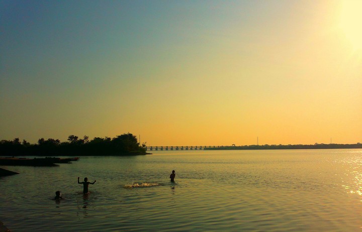 Sunset time at river godavari