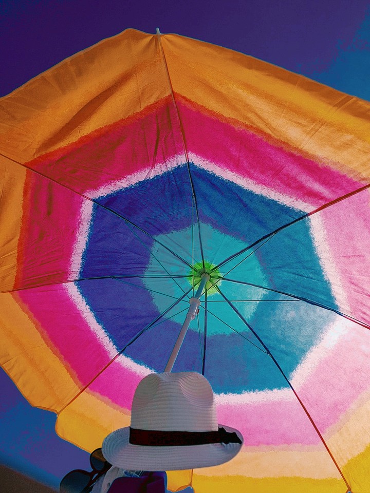 a day at the beach under an umbrella