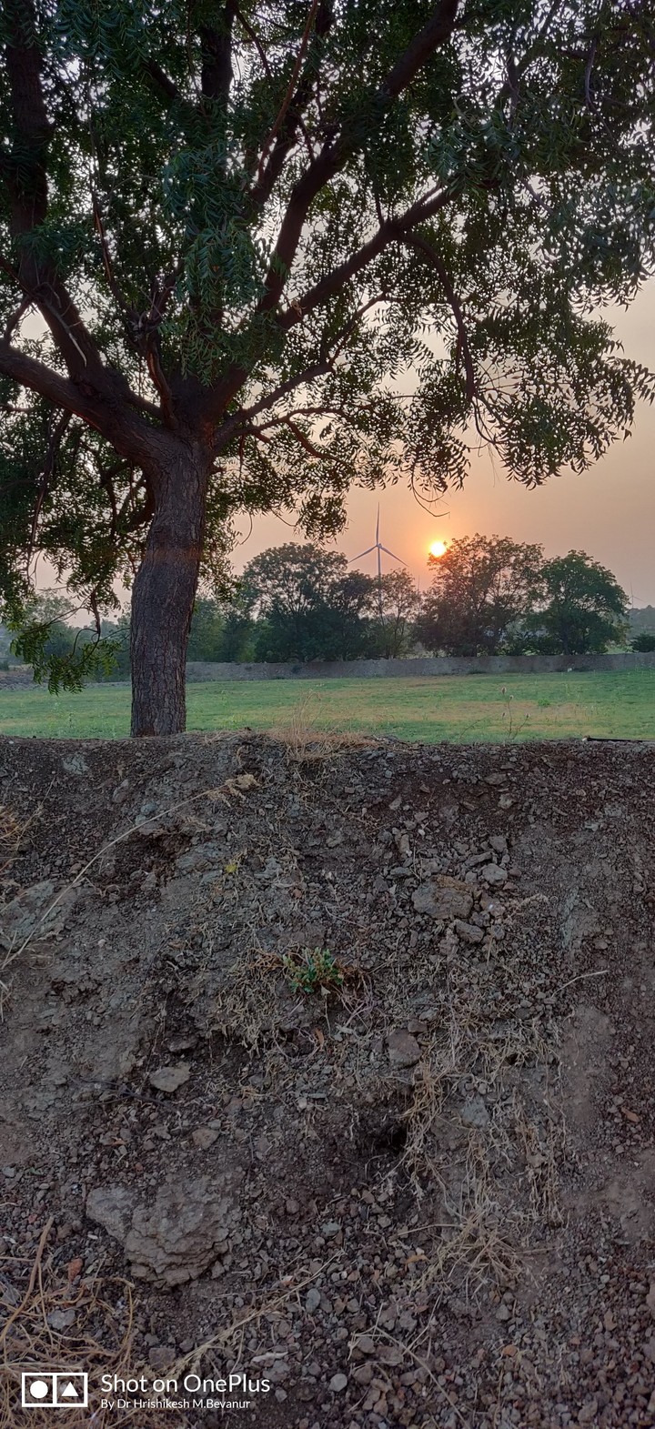 Sunset in village