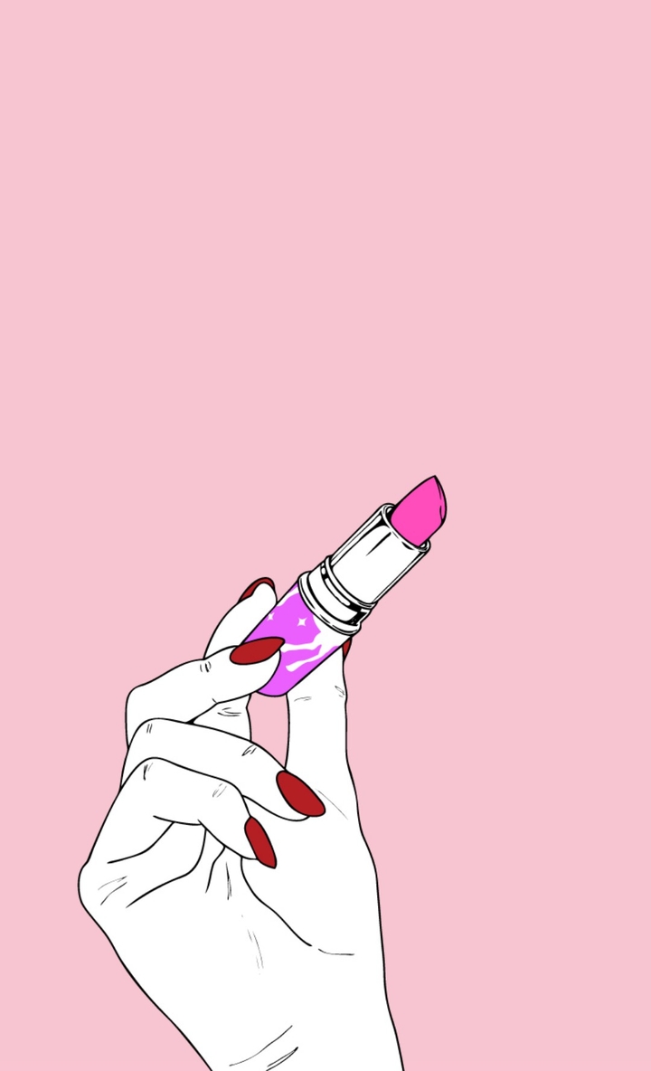 Red nails with lipstick