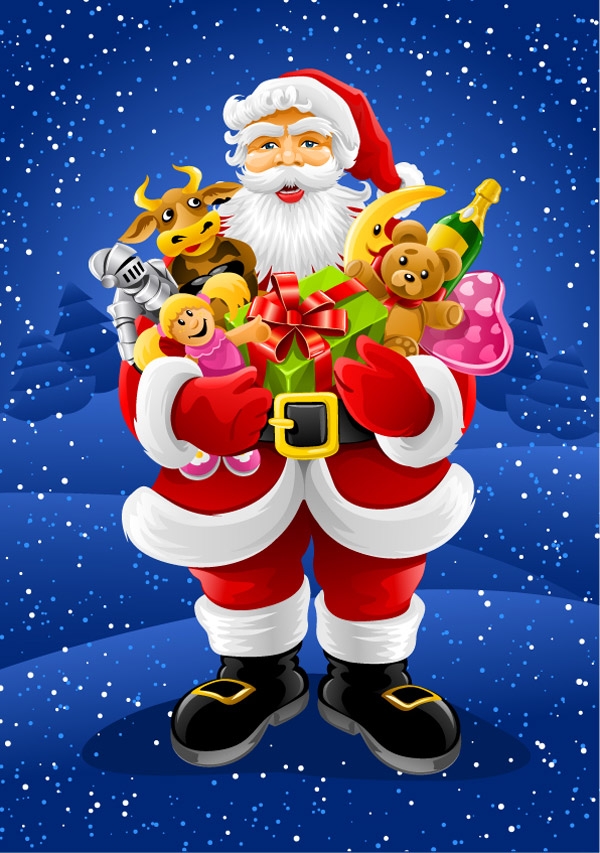 santa Claus con juguetes